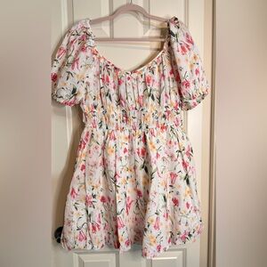 H&M Floral Mini Dress - White and Pink